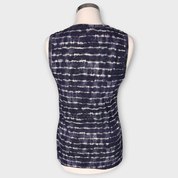 Athleta Small Gray Black Stripe Tie Dye Sleeveless Top Modal Polyester - Picture 5 of 7